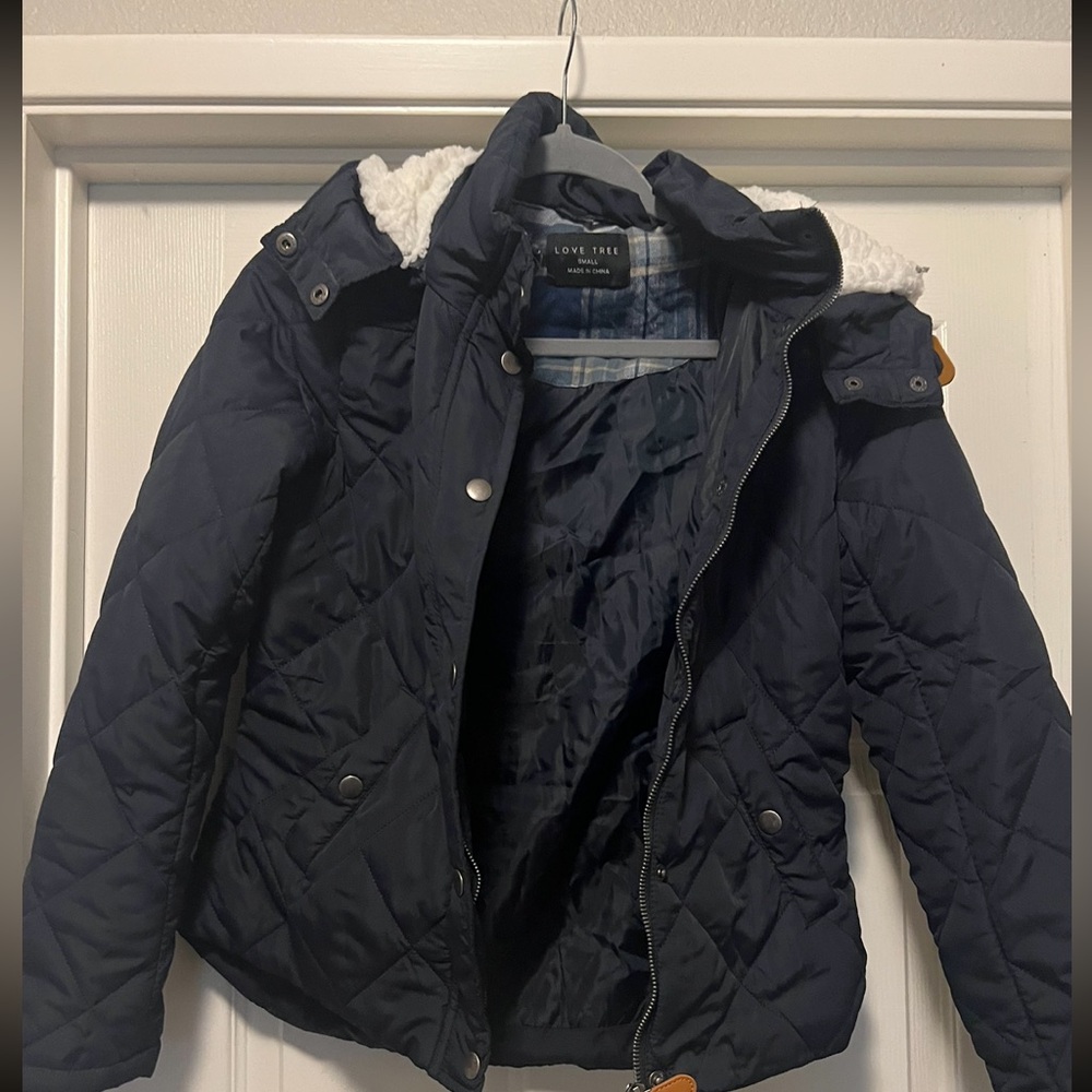 Love tree navy puffer jacket